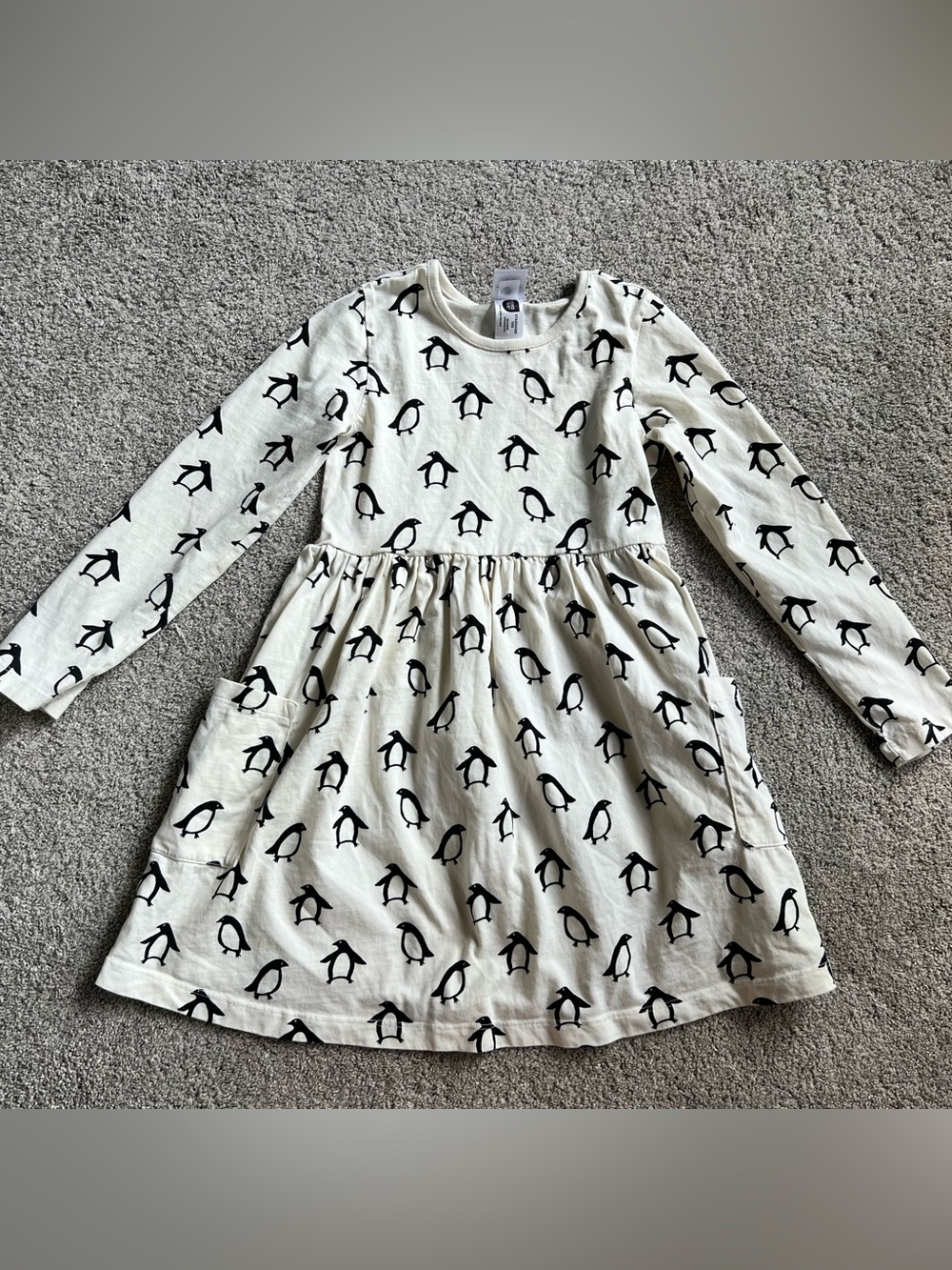 Hanna Andersson Penguin Twirl Dress Pockets Size 120 6-7 Long Sleeve Holiday